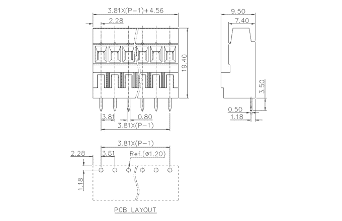 Terminal Khối Cố Định SUPU MC-TEH3.81HXXC-0001 - Ảnh 2