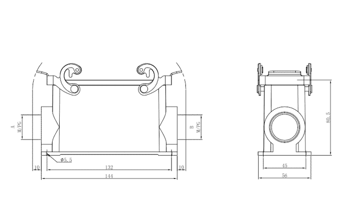 Vỏ Đầu Nối Chịu Tải Nặng Gắn Bề Mặt SUPU S24B-SMH-2L.M-M40 - Ảnh 2