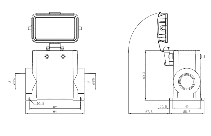 Vỏ Đầu Nối Công Nghiệp Chịu Tải Nặng, Đế Lắp Bề Mặt SUPU S10B-SMH-4B-2PG29-PC - Ảnh 2