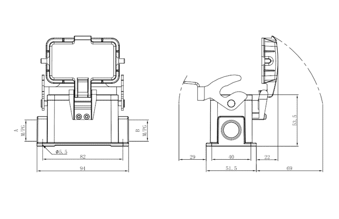 Vỏ Đầu Nối Công Nghiệp Chịu Tải Nặng SUPU S10B-SM-1L.M-M20-PC - Ảnh 2