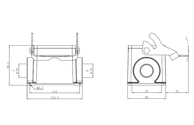 Vỏ Đế Đầu Nối Chịu Tải Nặng SUPU S32B-SM-1L.M-PG29 - Ảnh 2
