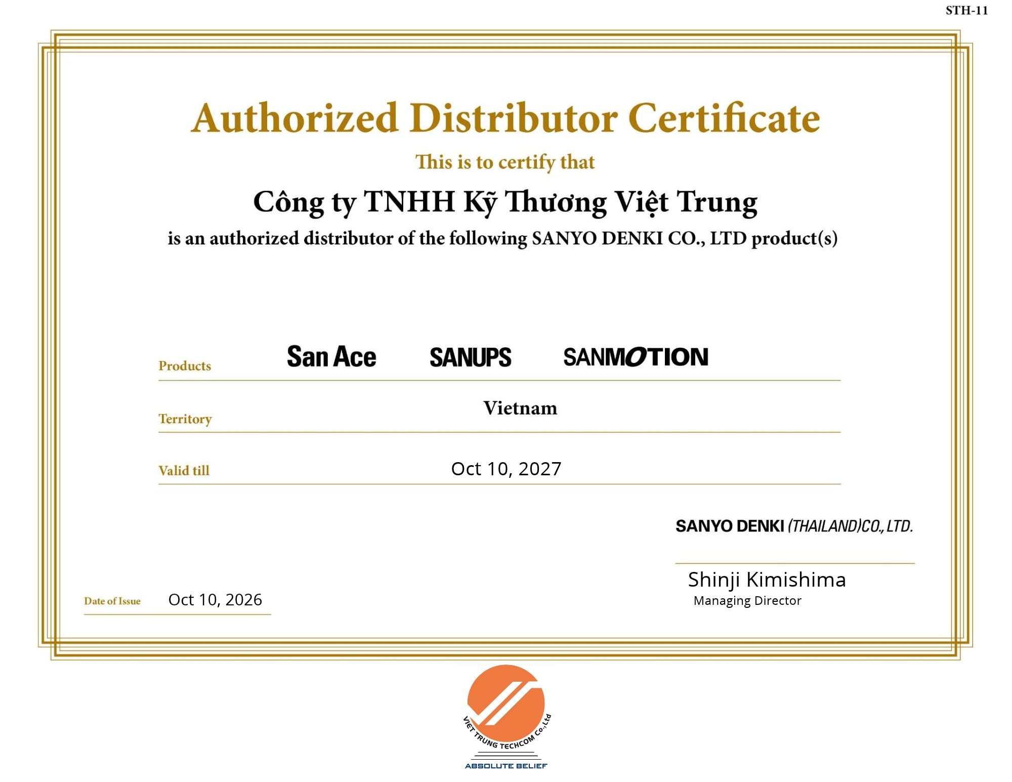 Kỹ Thương Việt Trung là nhà phân phối ủy quyền SANYO DENKI tại Việt Nam